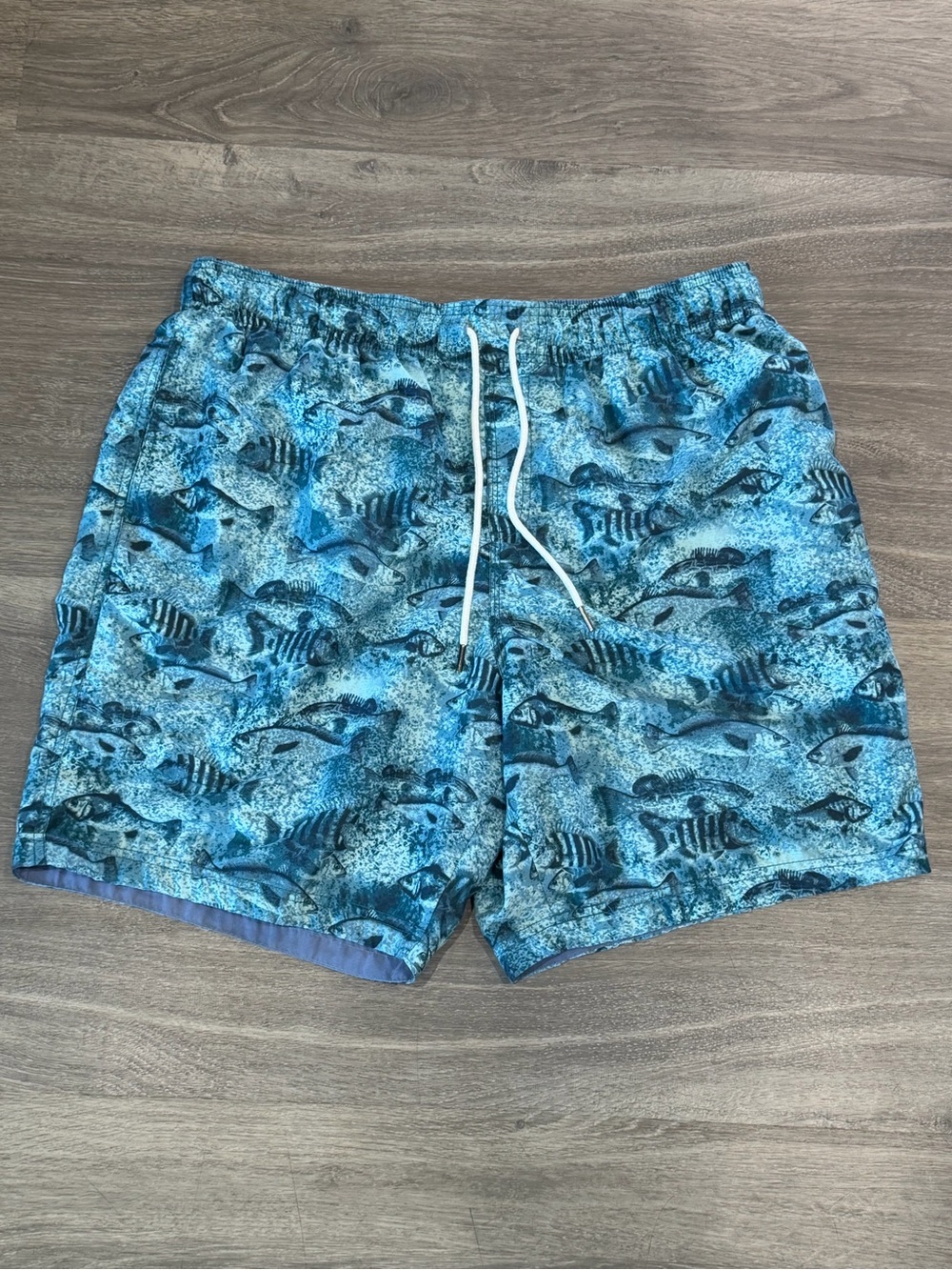 Margaritaville Fish Print Mesh Lined Swim Trunks XL Blue